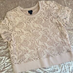 Worthington Pale Pink Embellished Crop Blouse